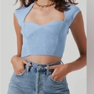 Astr Blue Ribbed Bustier Crop Top Size XS